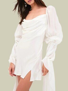NWT $329 FOR LOVE AND LEMONS WILLOW MINI DRESS IN WHITE #2 SIZE S
